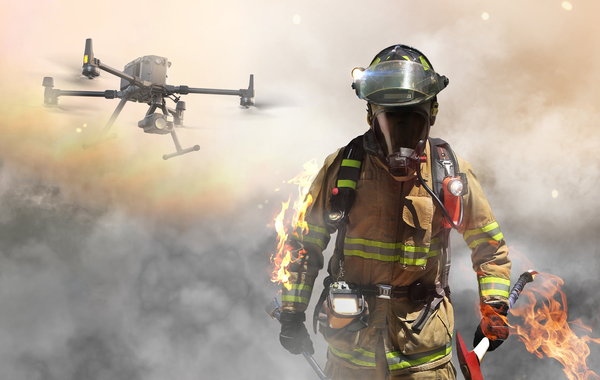 drone assists fire fighter